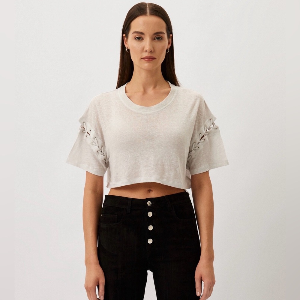 IRO Gray Scoop Neck Crop Tee